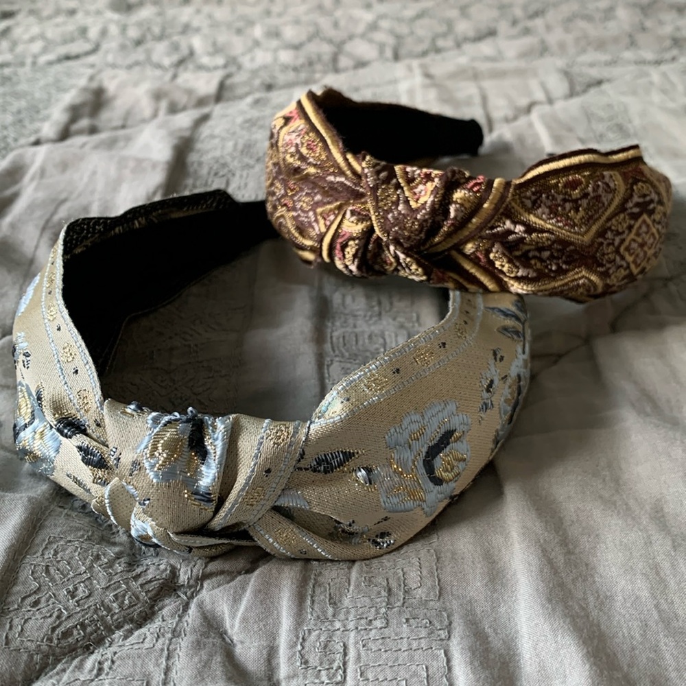 2 Fabric Brocade Headbands